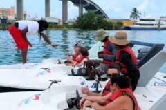 instruction before snorkeling and speed boat riding at cruising adventure
